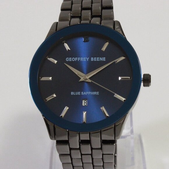 Geoffrey Beene Men's Casual Watch Sapphire Blue Dial GunMetal Finish 42mm - Picture 6 of 13